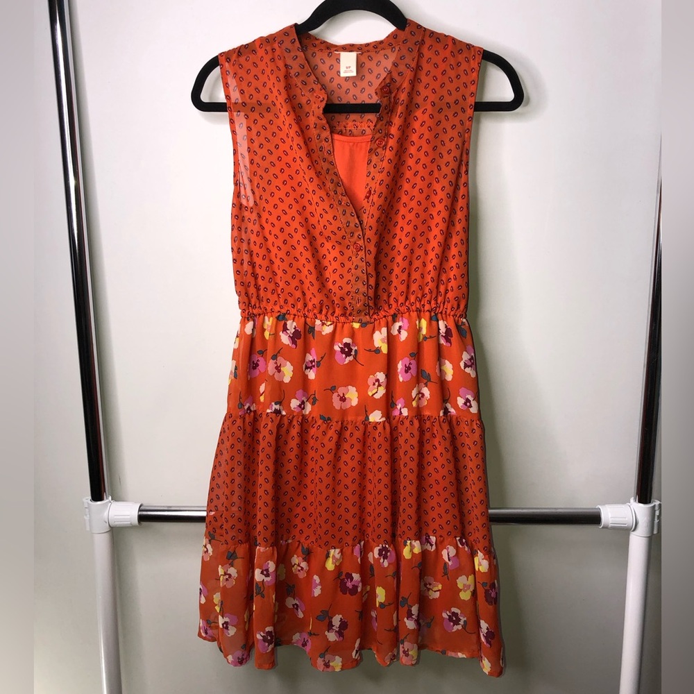 Target Brand Rust Orange Floral Boho Mini Small Dress